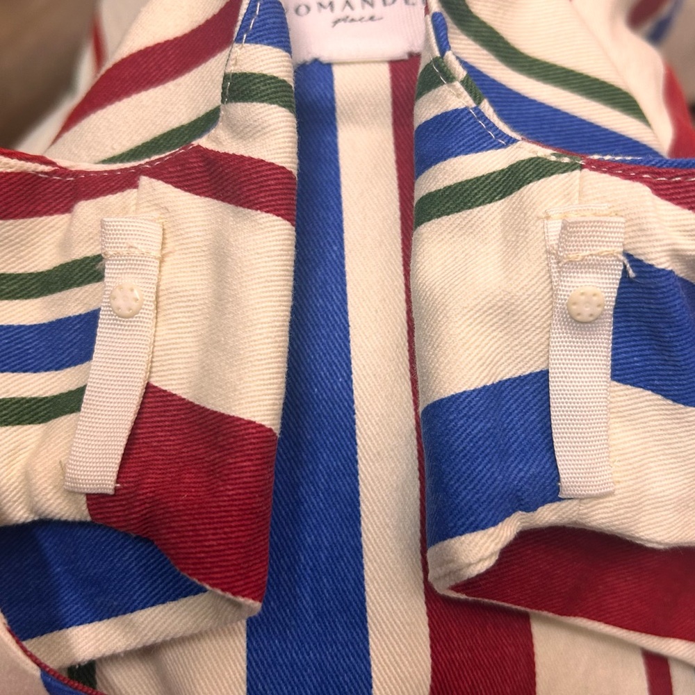 Pomander Place L Americana Stripe Kira Mini Dress Preppy Coastal Pockets Stripes - Picture 10 of 13